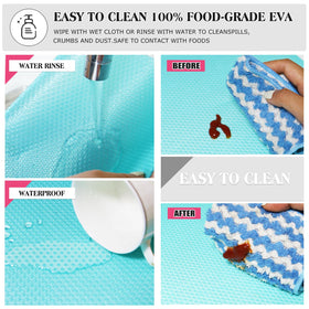 Daixers easy-clean fridge mats blue wipe or rinse after use.
