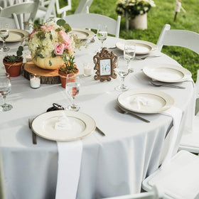 DAKKIONY stain-resistant round tablecloth 120 inch white keeps spills contained and easy to clean.