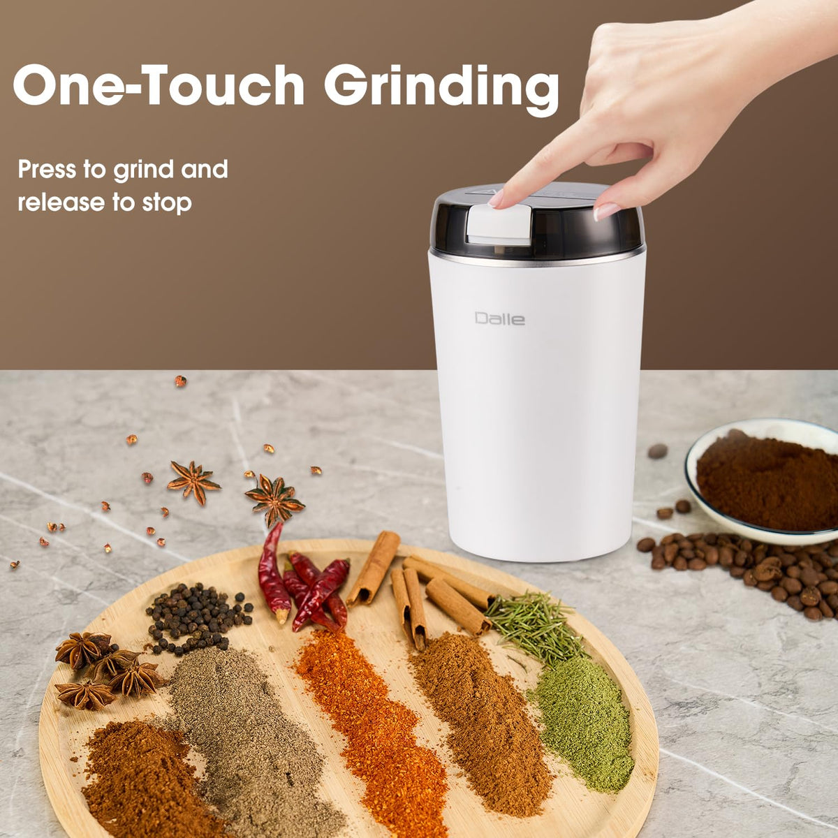 Dalle DG-001 capacity 80g demonstrates batch-ready grinding for multiple recipes.