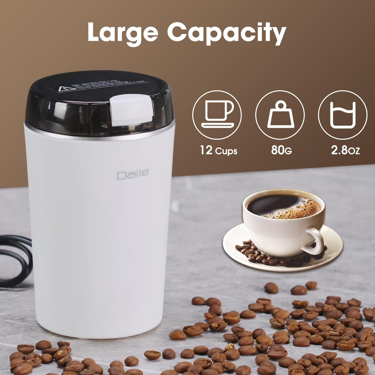 Dalle durable grinder with copper wiring suggests long-lasting performance.