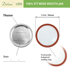 Dalzom lids close-up showing BPA-free silicone seal for freshness.