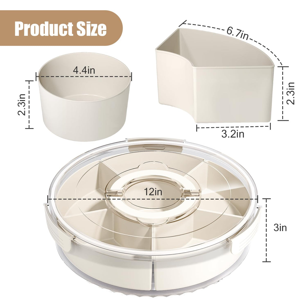DAOTENGQL snackle box with 360-degree rotating tray for quick snack access.