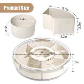 DAOTENGQL snackle box with 360-degree rotating tray for quick snack access.