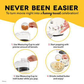 DASH compact popcorn maker fits small spaces with stable footing.