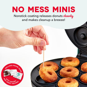 DASH Express Mini Donut Maker produces evenly baked, fluffy donuts.