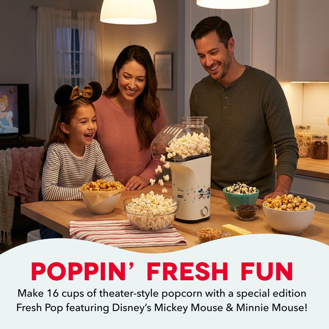 Included measuring cup with the DASH Fresh Pop popcorn maker for precise portions