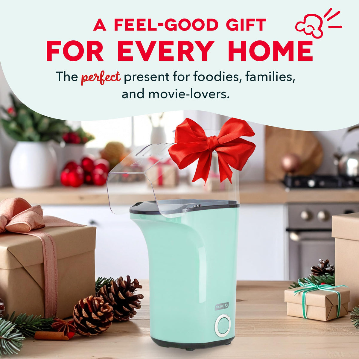 Oil-free popping with the Dash Fresh Pop popcorn maker for lighter snacking options