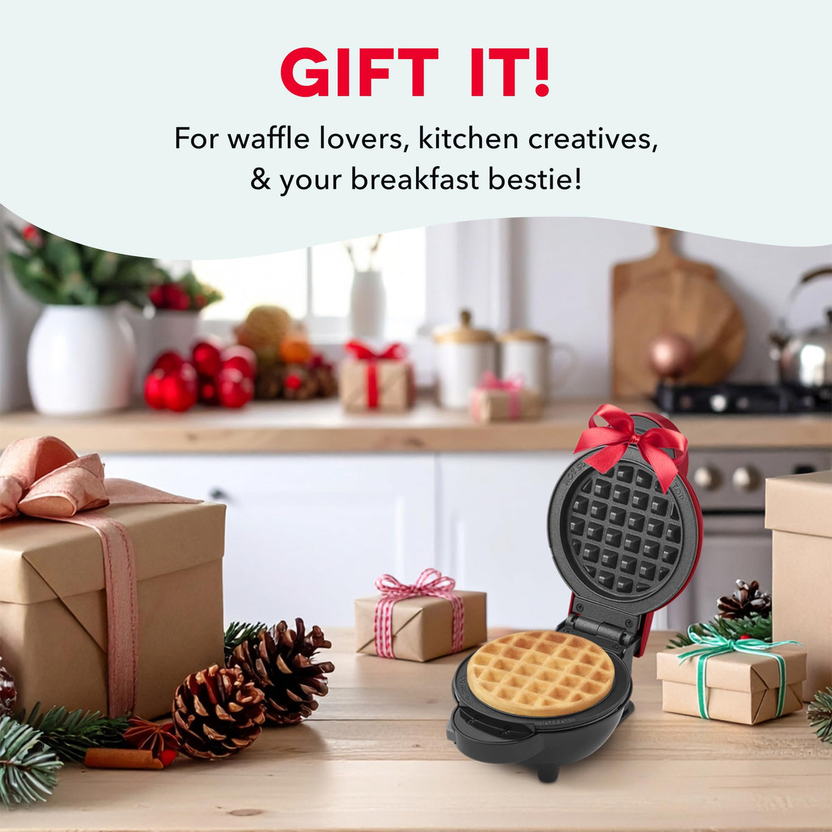 DASH Holiday MultiMaker countertop compact design saves counter space during busy mornings