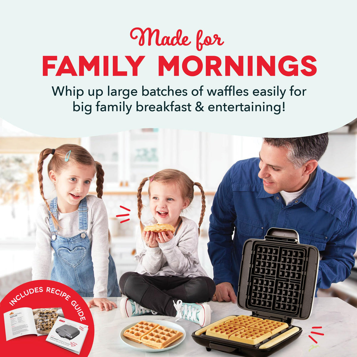 DASH No-Drip easy-release surface lifts waffles effortlessly.