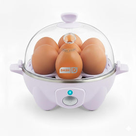 DASH Rapid Egg Cooker Lavender front view for quick seven-egg breakfast prep