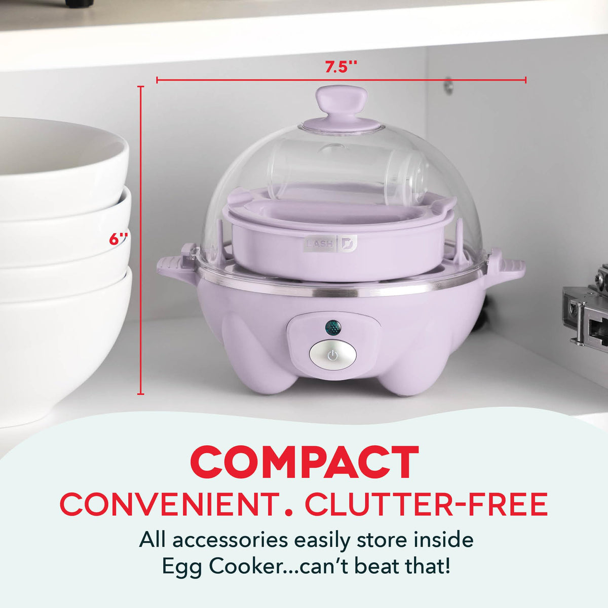 DASH Rapid Egg Cooker omelet bowl supports quick omelet mornings