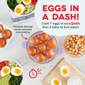 DASH Rapid Egg Cooker steamer base on countertop enabling versatile cooking