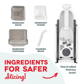 DASH Safe Slice Mandoline hands-free safety design reduces contact with blades.
