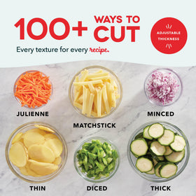 Dash Safe Slice Mandoline julienne and dice options for professional-looking results.