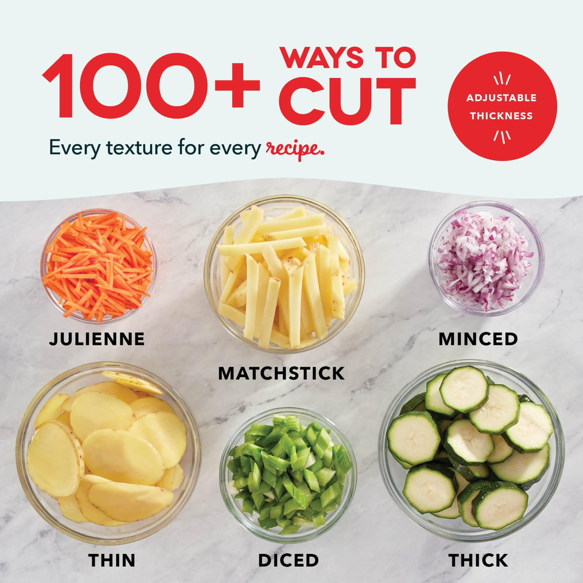 DASH Safe Slice Mandoline julienne option for quick matchstick prep.