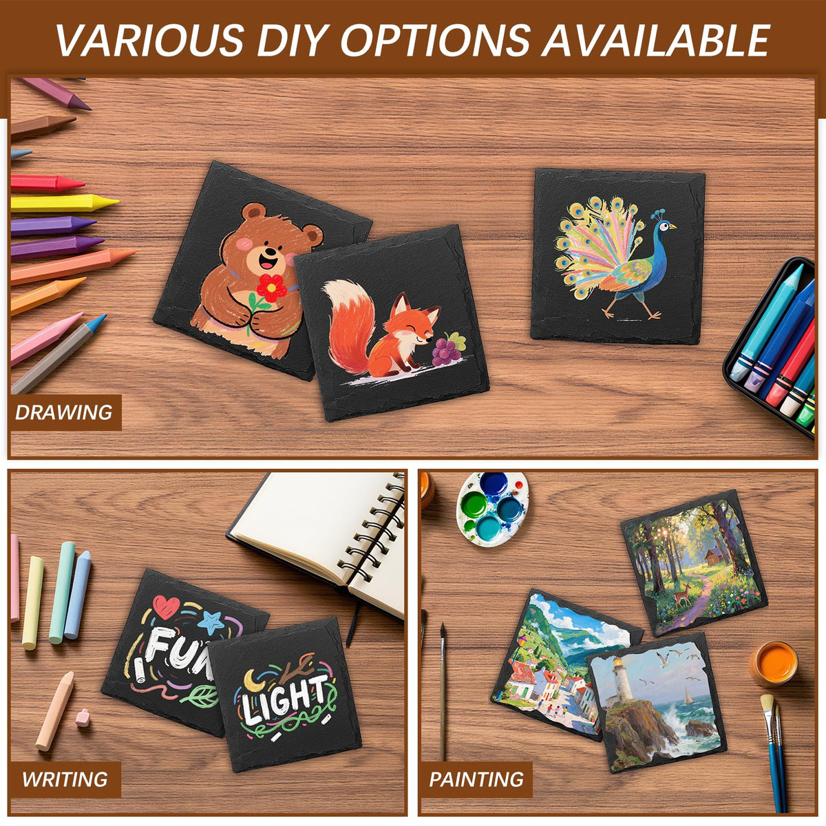 DASSNANE slate coaster ideal for chalk or paint art projects.