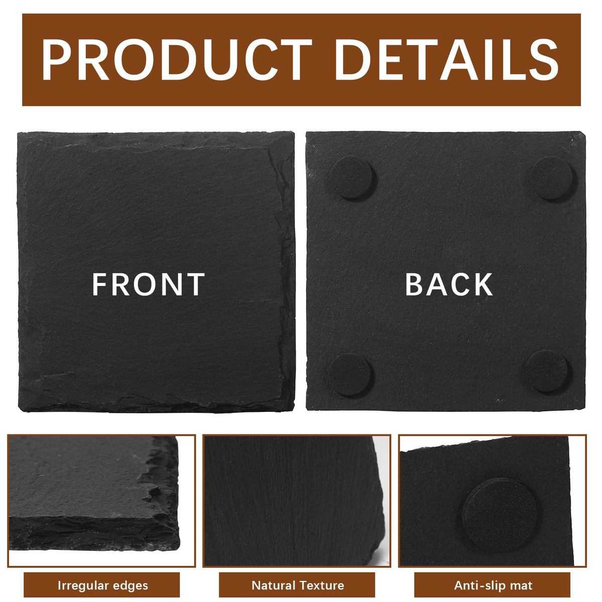 DASSNANE slate coaster-non-slip-bottom keeps drinks steady and protects surfaces.