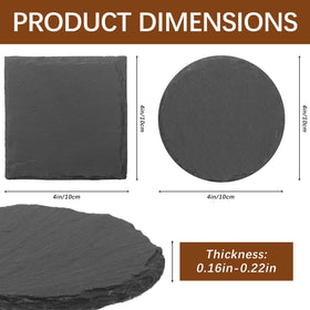 DASSNANE slate coaster round 4inch black keeps cups steady and prevents scratches