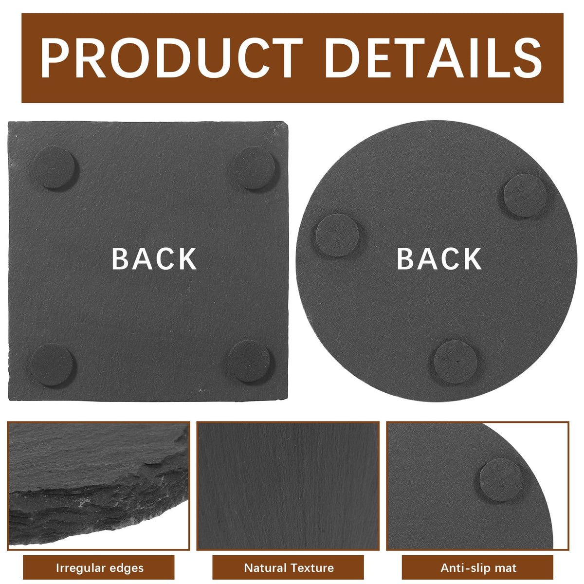 DASSNANE slate coaster square 4-inch laser engraving-ready surface for customization