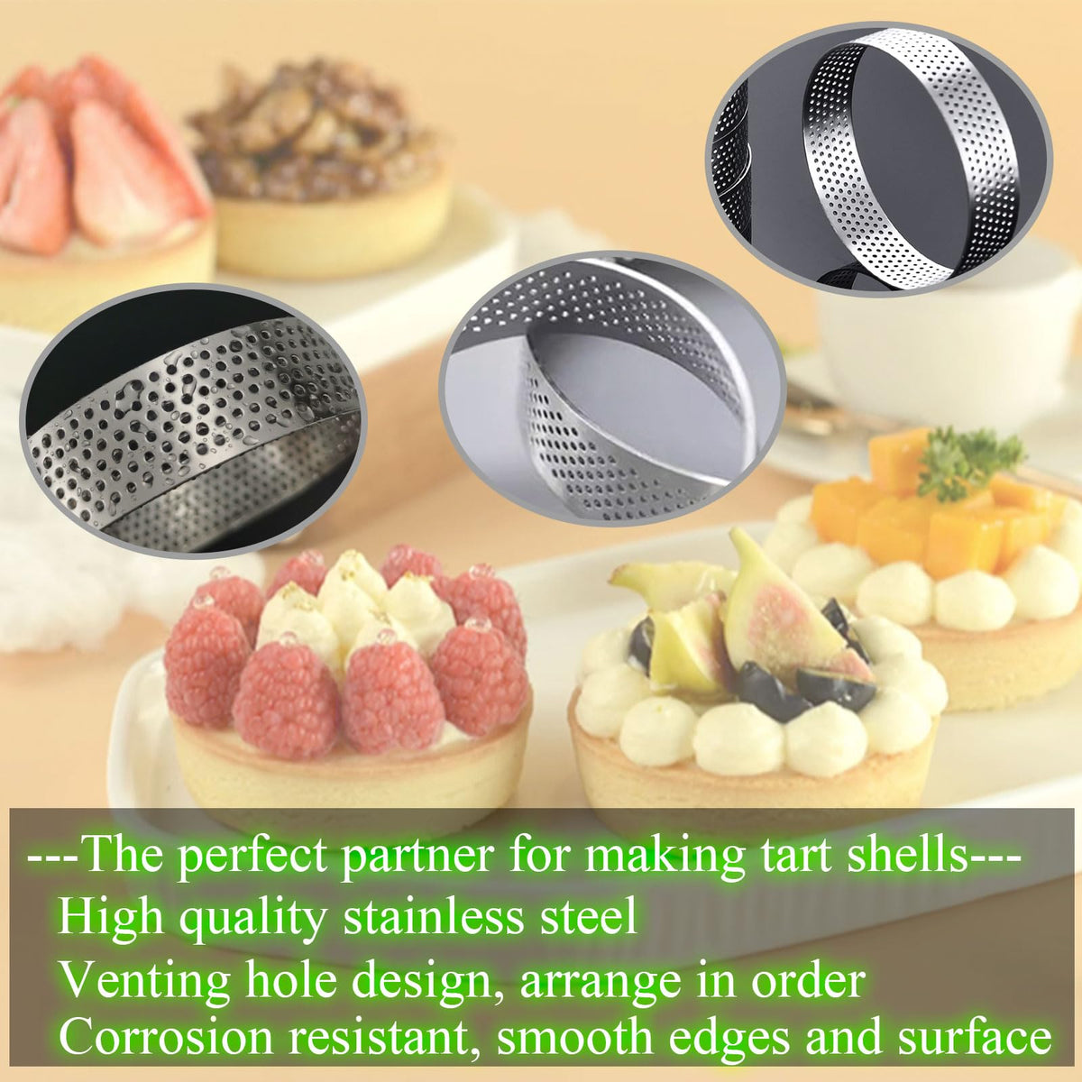 Datanya stainless steel tart ring with smooth edges for safe handling.