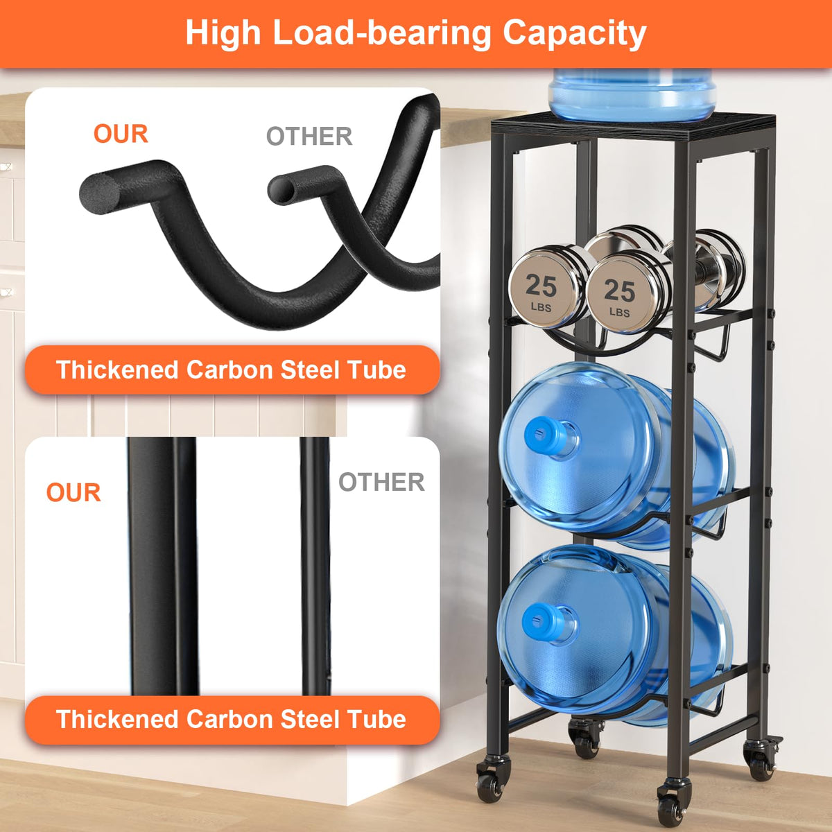 Dataroad Selead space-saving water bottle rack keeps bottles off the floor