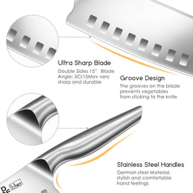 DDF iohEF 7-inch chef knife in action for chopping