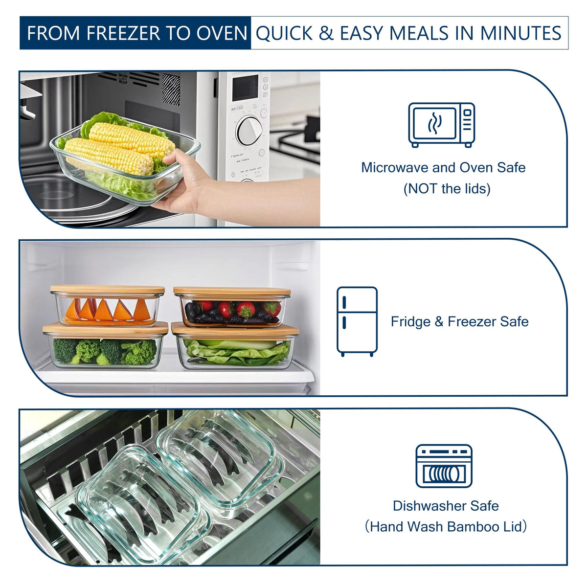 DE bamboo lid with seal ensures freshness and easy airtight storage.