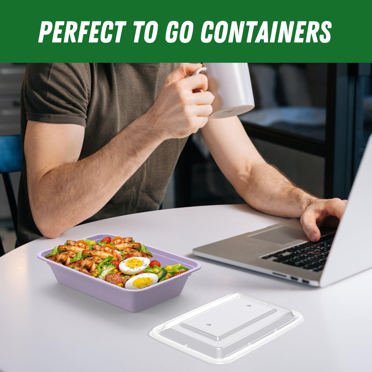 Dealusy easy open lids on 32 oz containers simplify portioning and packing