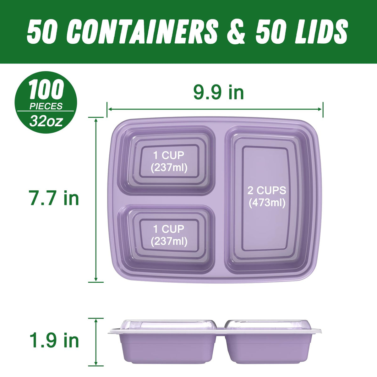 Dealusy leakproof lids keep foods sealed during transport and stacking.