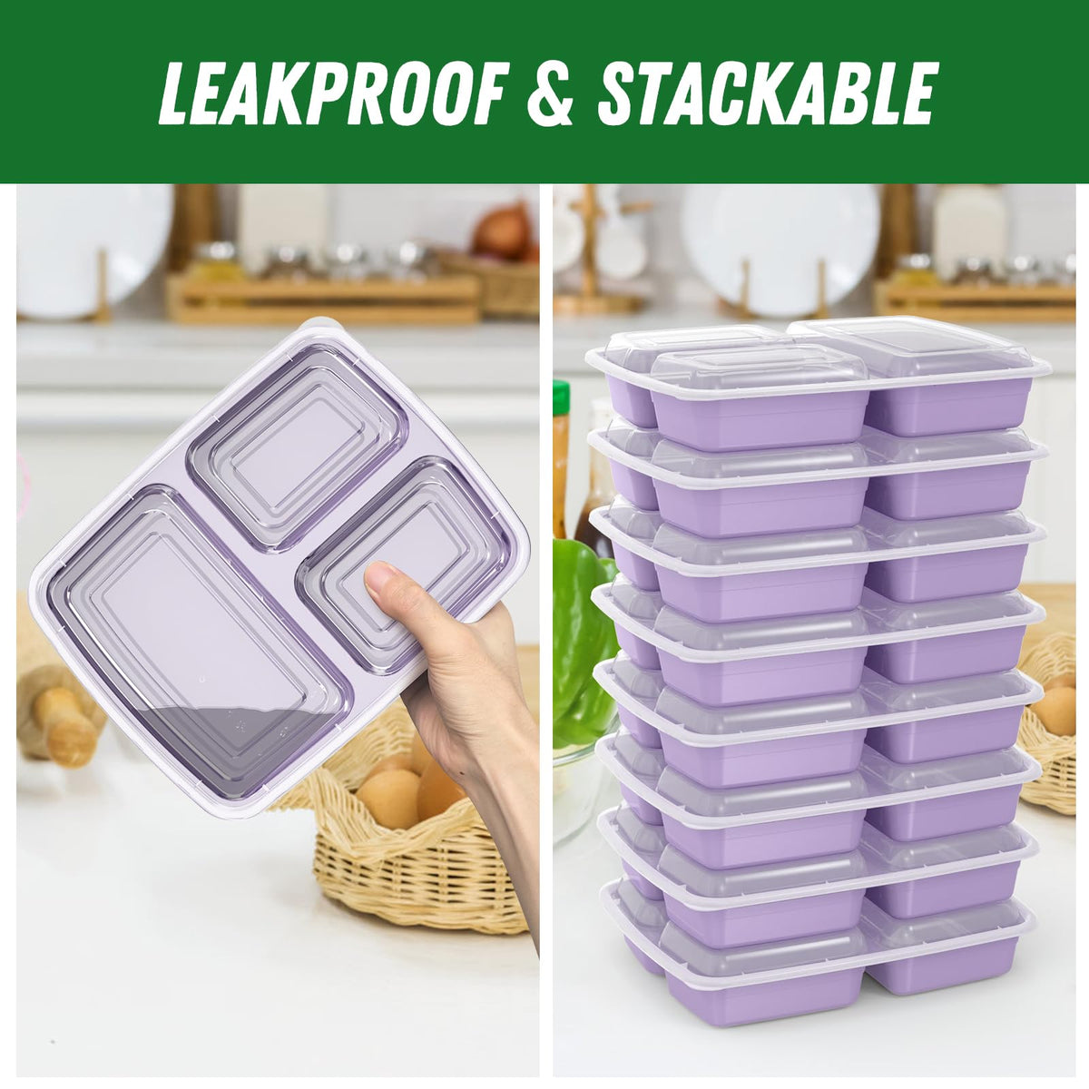 Dealusy portion-control containers ideal for school, work, or gym meals.