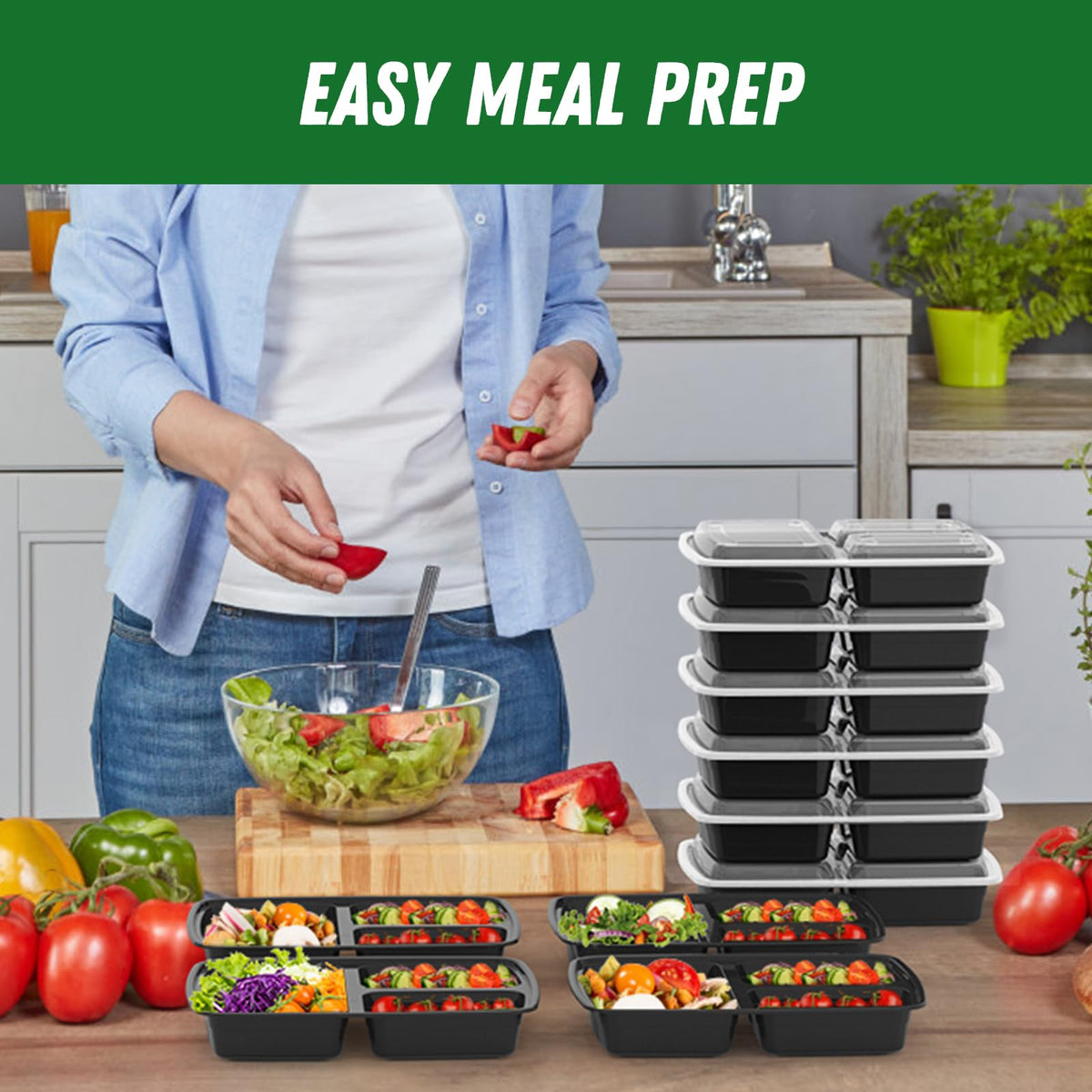 Dealusy black takeout-friendly container suitable for on-the-go meals.