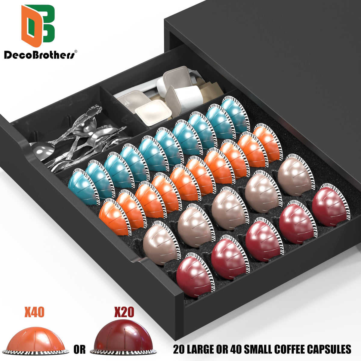 Deco Brothers Vertuoline pod drawer side storage for sweeteners and stirrers
