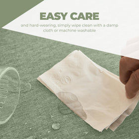 Decorelia wrinkle-free fabric keeps table neat after use.
