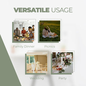 Decorelia wedding round tablecloth in sage green enhances decor