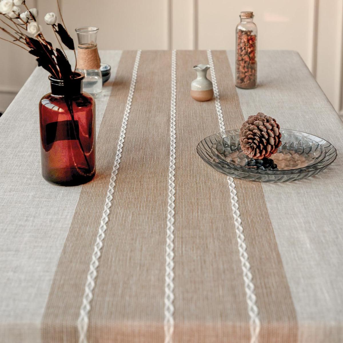 Deep Dream cotton-linen fabric with wrinkle-free texture and easy care.