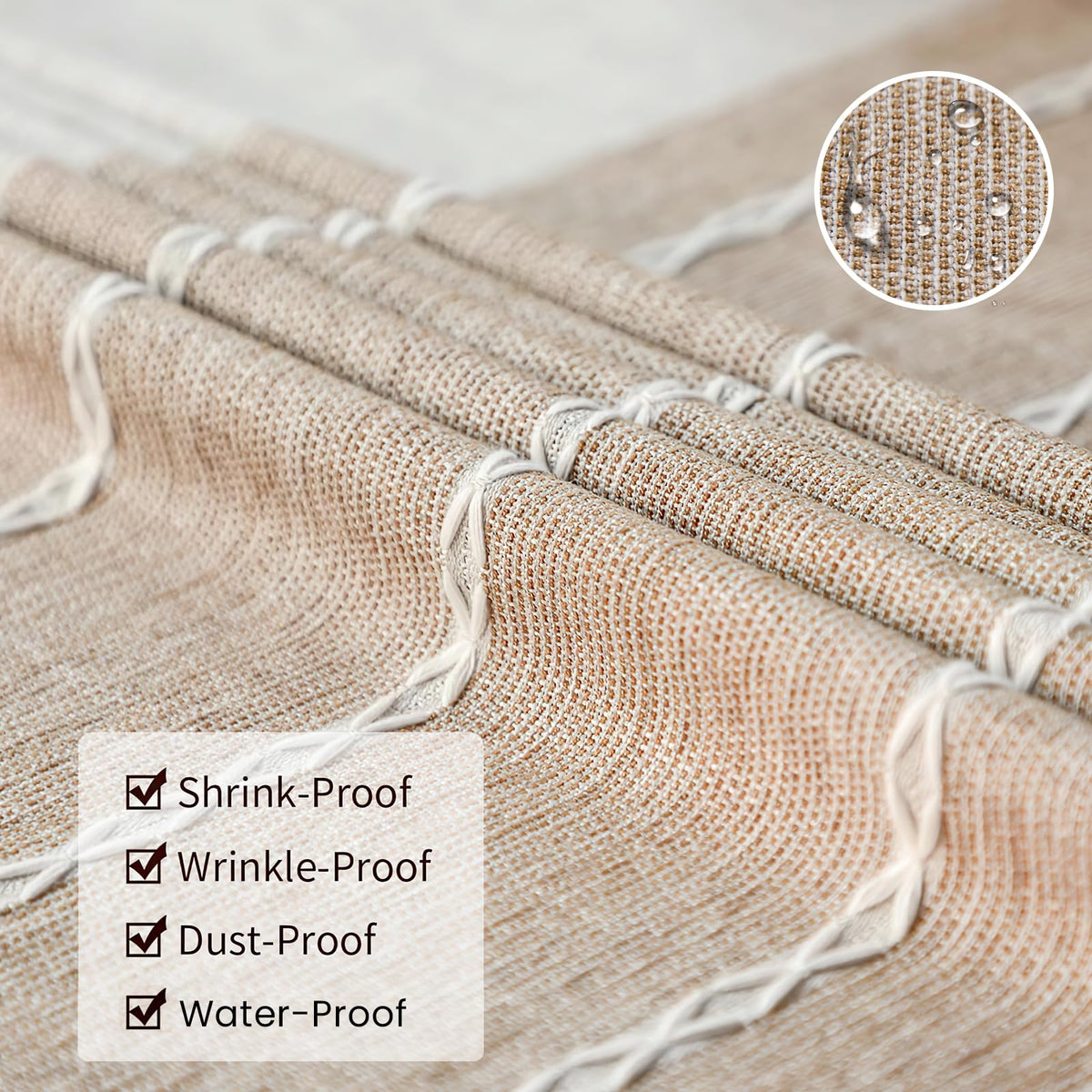 Machine washable care highlights tassels remaining intact after wash