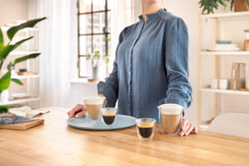 Delonghi borosilicate tulip espresso glasses ideal for espresso, macchiato, or cortado