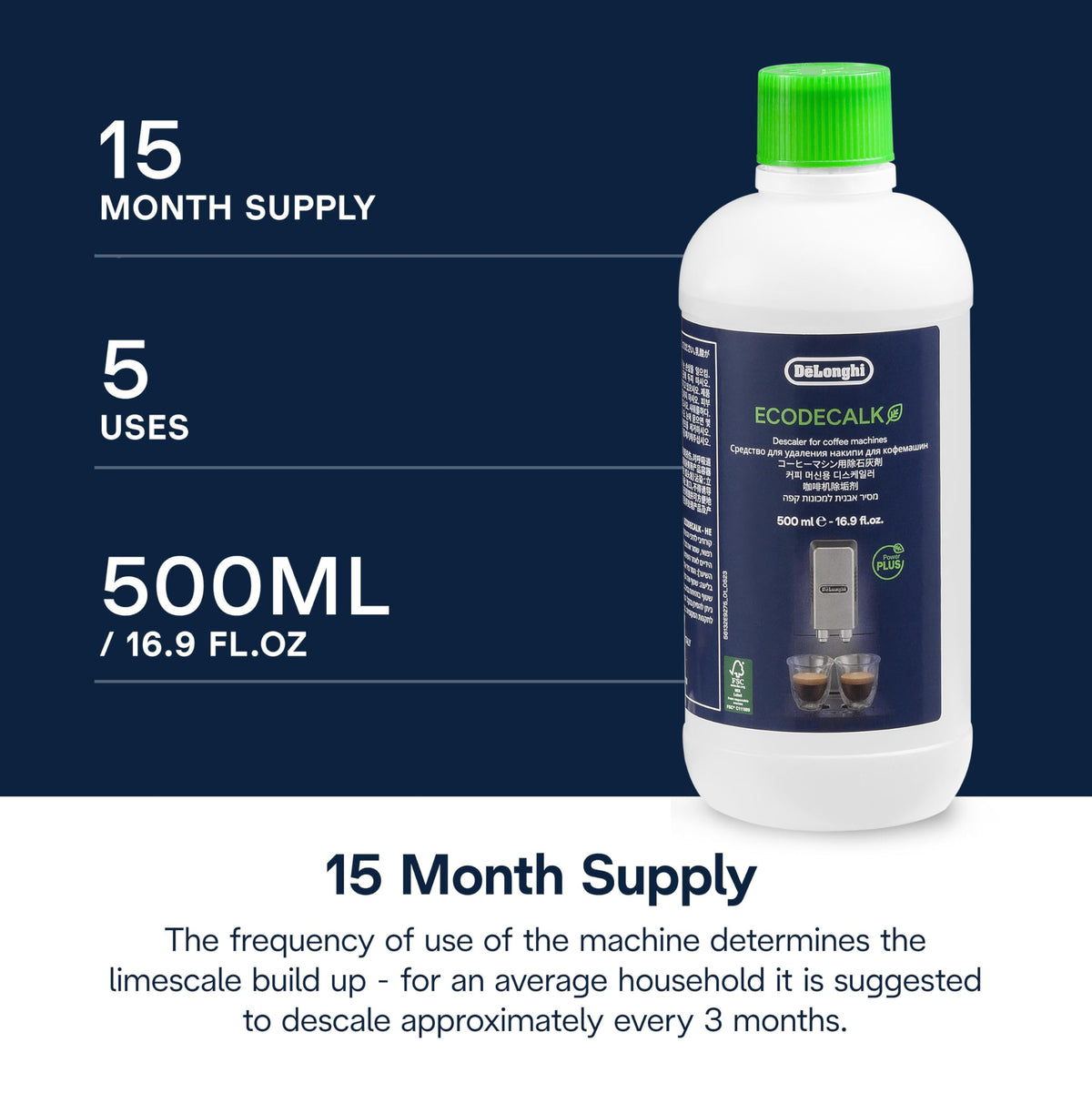 Delonghi EcoDecalk descaler 2-pack box for extended use