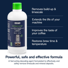 Delonghi EcoDecalk descaler packaging showcases eco-friendly design