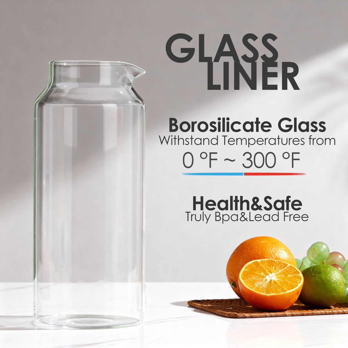 Delove pitcher with shatterproof shell demonstrates everyday durability.