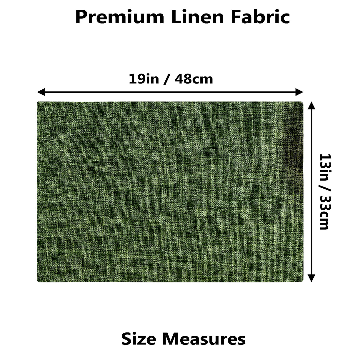 Demetex Green placemats with textured faux linen surface adding subtle elegance to meals.