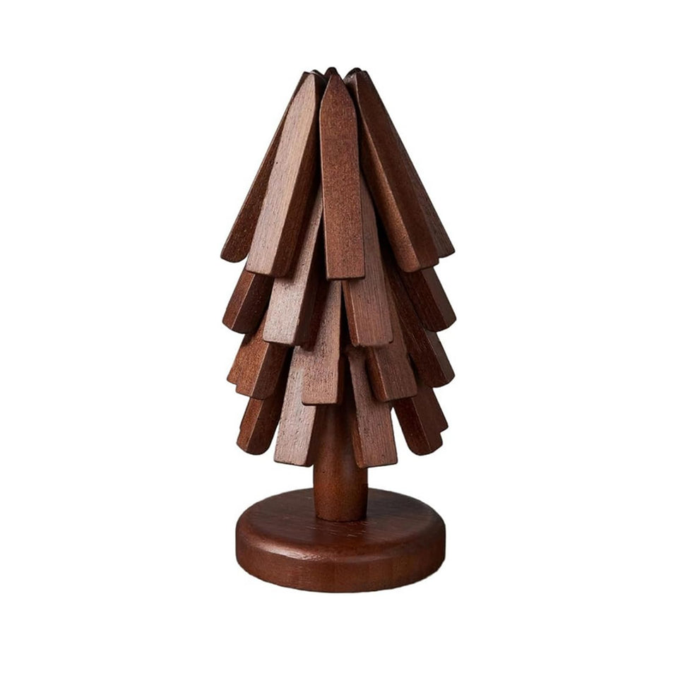 DEOLD tree-trivet-set with bracket for compact storage and countertop protection.