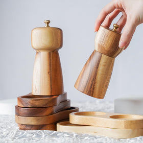 DeroTeno pepper grinder on dining table during meal preparation