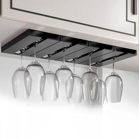 DESONAUT wine glass holder under cabinet keeps goblets organized and accessible.