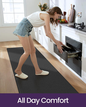 DEXI waterproof kitchen floor mat protects floors from spills and splashes.