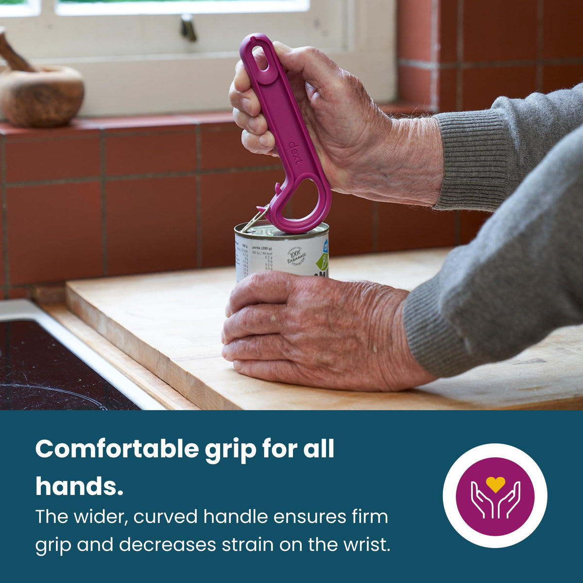 Wide grip reduces pressure, improving control during opening