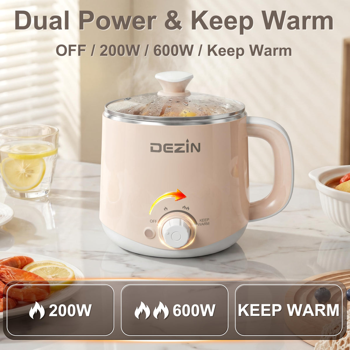 DEZIN Electric Pot boiling eggs quickly for a simple meal