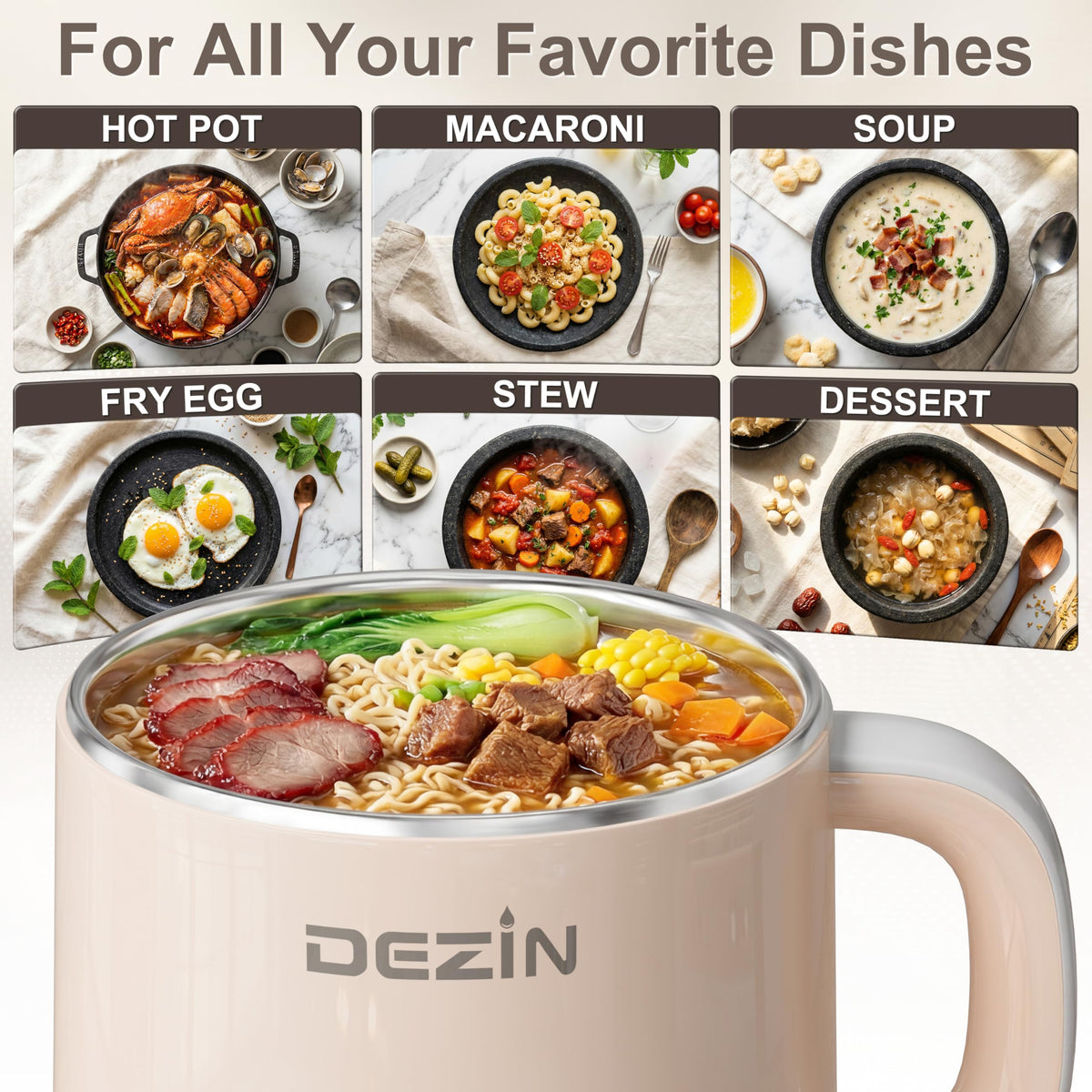 DEZIN Electric Pot versatile for soups and noodles