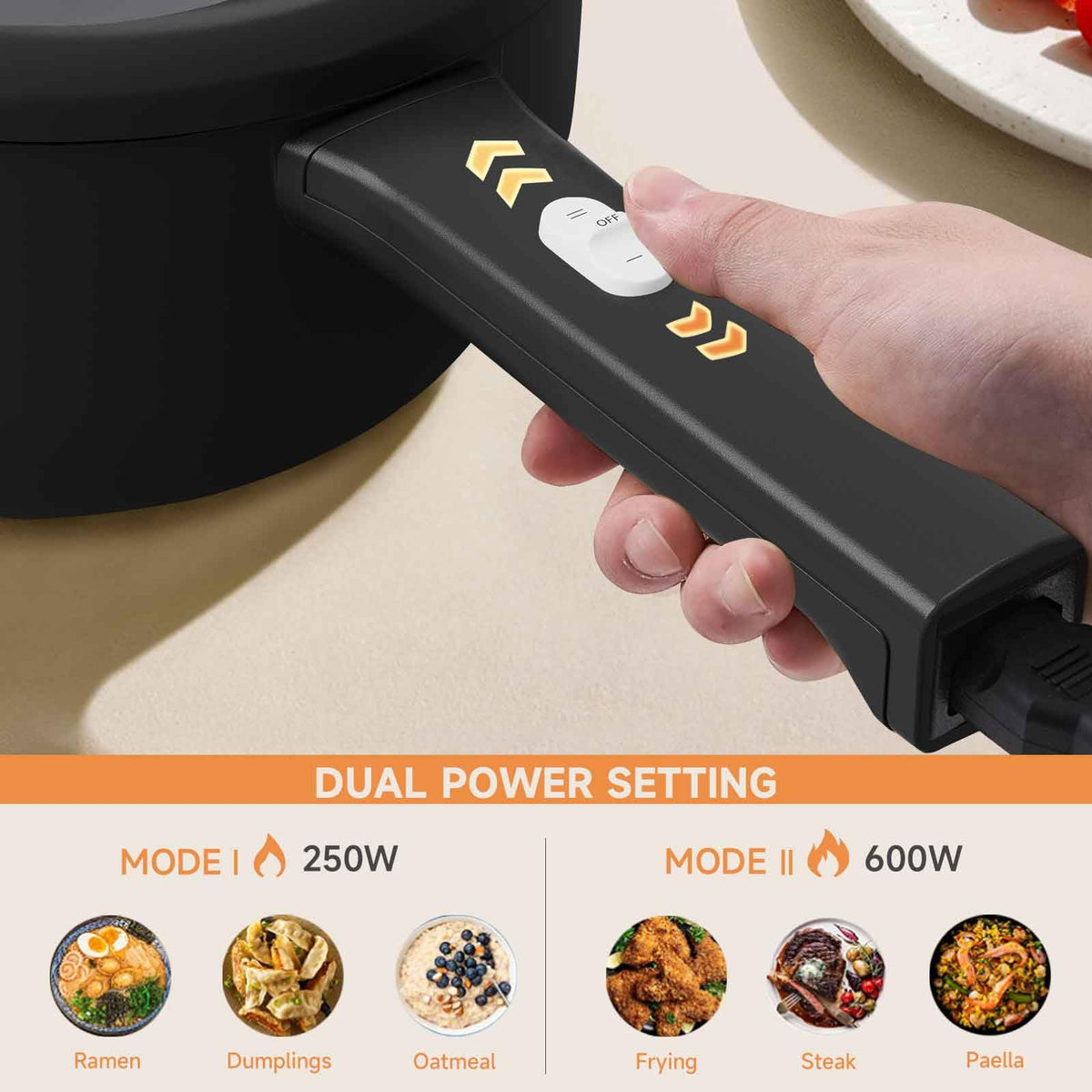 DEZIN noodles cooking with rapid heat and adjustable control