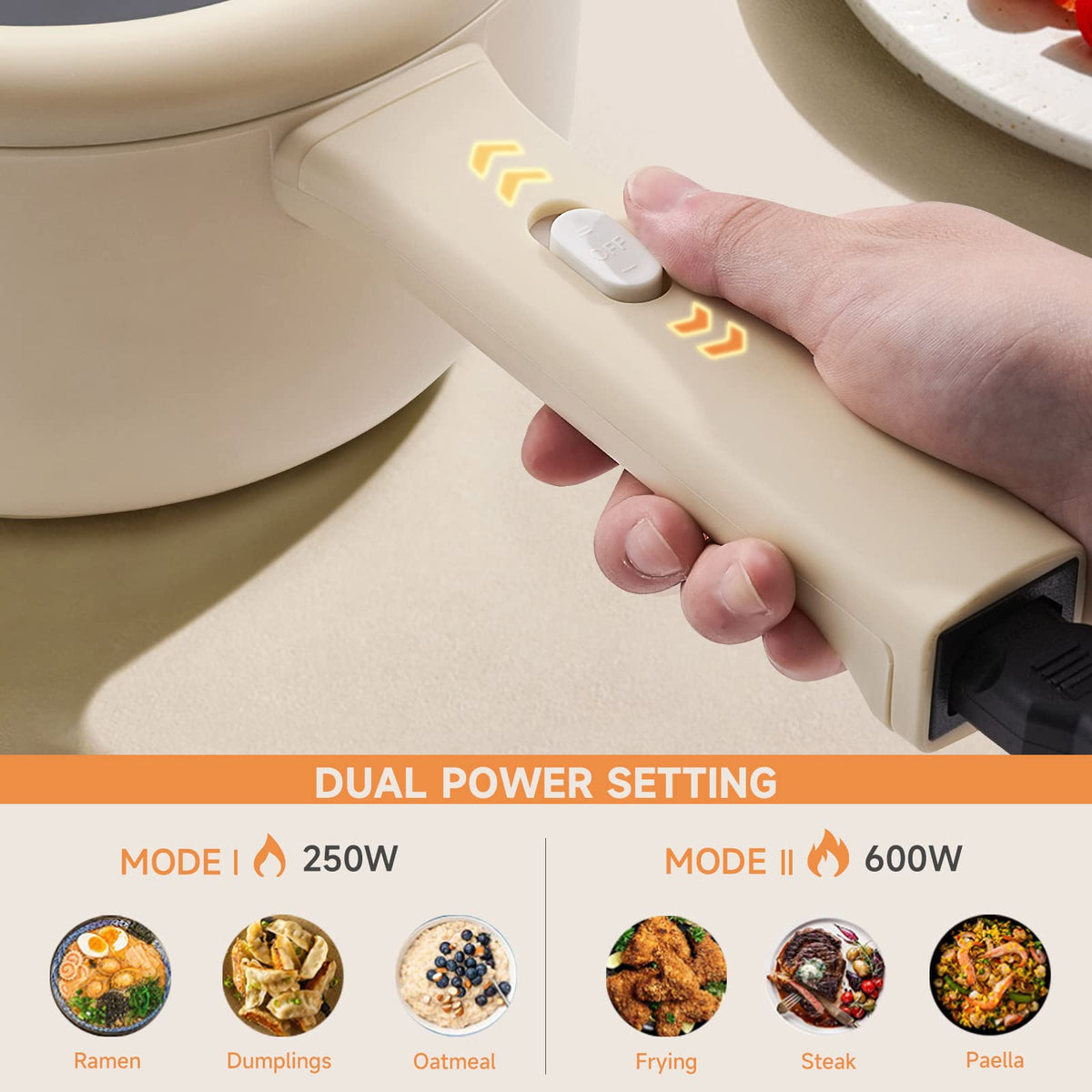 DEZIN electric steamer tray in use for steaming vegetables.